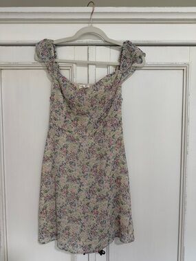 Altar’d State Floral Cream and Pink Sundress with Cap Sleeves